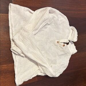 White Textured Long Sleeve Shirt